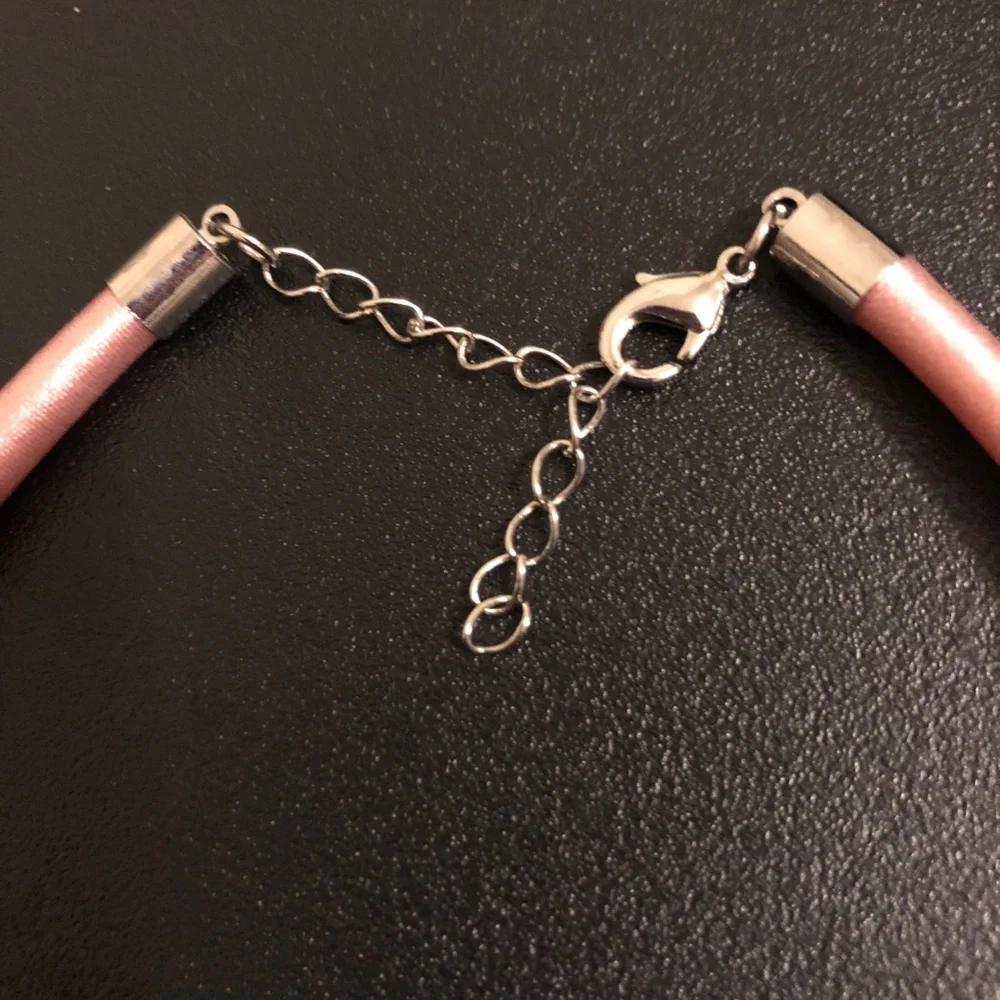 Handcrafted Moon & Faux Crystal Pendant Necklace in Pink